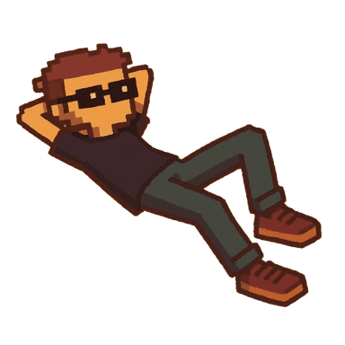 Pixel art of a person lying down, floating in nothingness